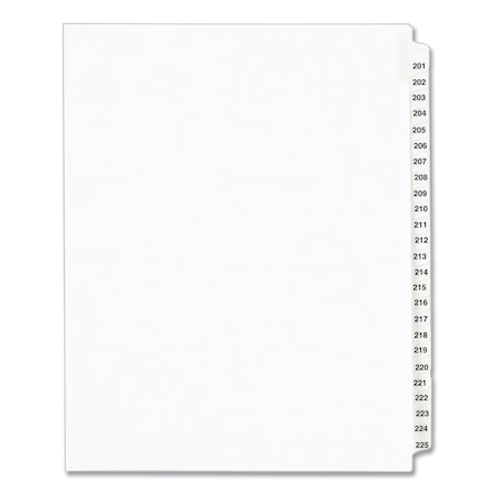 Avery Dennison Numerical Index Tab, Side 201-225, White, Pk25 01338